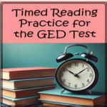 TPT cover page for Timed Reading practice for the GED test.