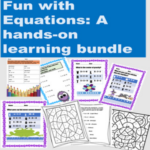 TPT cover page for Fun with Equations: A hands-on learning bundle.