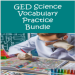 Cover for TPT product: GED Science Vocabulary Practice Bundle