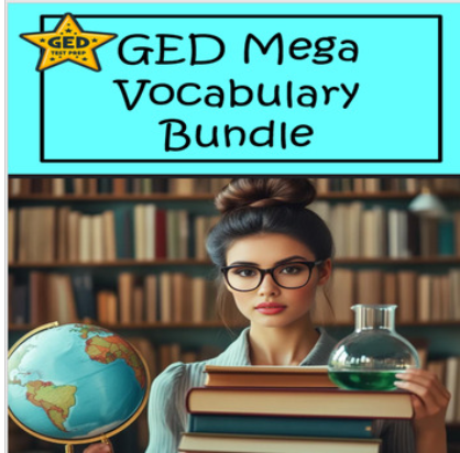 Cover for GED Mega Vocabulary Bundle resource from TPT Wild and Wacky Worksheets Store
