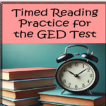 Cover for "Timed Reading Practice for the GED test," a resource for purchase for practicing time management skills.