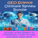 Cover for GED Science Ultimate Review Bundle, a suggested resource.