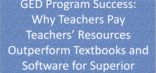 Provides program name, "GED Program Success: Why TPT Resources Outperform Textbooks and software for Superior Results