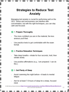 Sample page from The Ultimate GED Success Tool: Exploring the GED Handbook/Survival Guide from Wild and Wacky Worksheets