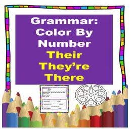 Cover for Grammar: Color by Number Their They're There from Wild and Wacky Worksheets