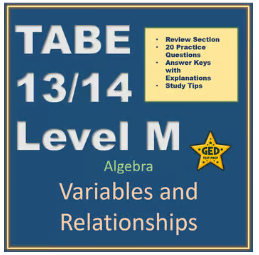 Cover for TABE 13/14 Level M: Algebra Variable and Relationships from Wild and Wacky Worksheets