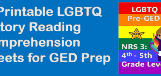 Cover for article: Easy, Printable LGBTQ Comprehension Worksheets for GED Prep