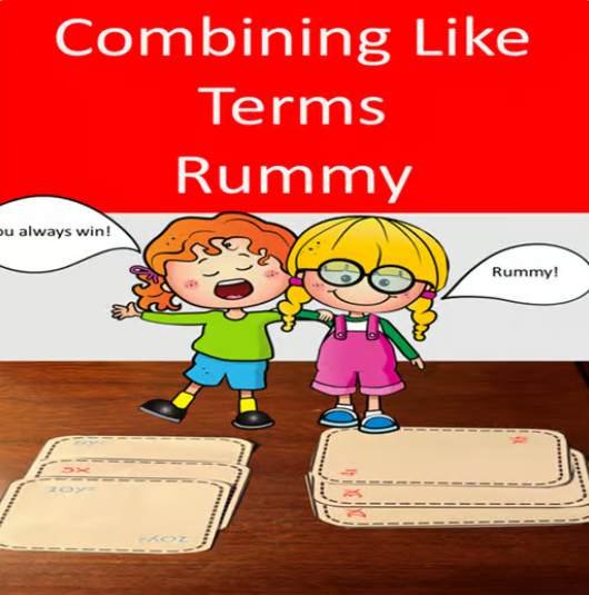 Cover for resource from Wild and Wacky Worksheets: Combining Like Terms Rummy