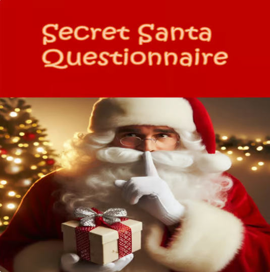 Cover for a Christmas resource from my Wild and Wacky Worksheets store: Secret Santa Questionnaire