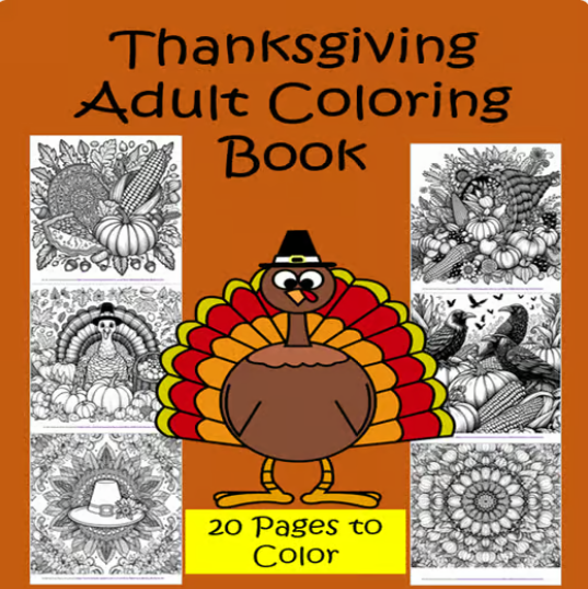 Cover for resource from Wild and Wacky Worksheets: Thanksgiving Adult Coloring Book