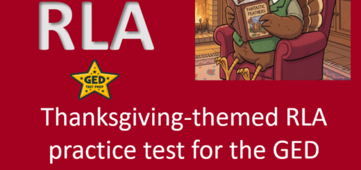 Cover for product from my TPT store: Thanksgiving-themed RLA Practice test for the GED