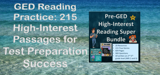 Cover for GED Reading Practice: 215 High-interest passages for GED test preparation.