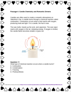 Sample page from GED Valentine's Day Science Review