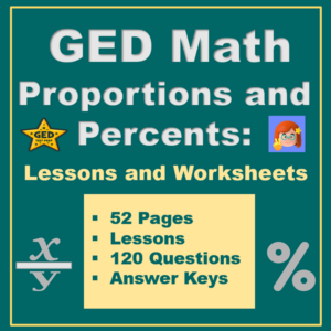 Cover for GED Math Proportions and Percents: Lessons and Worksheets