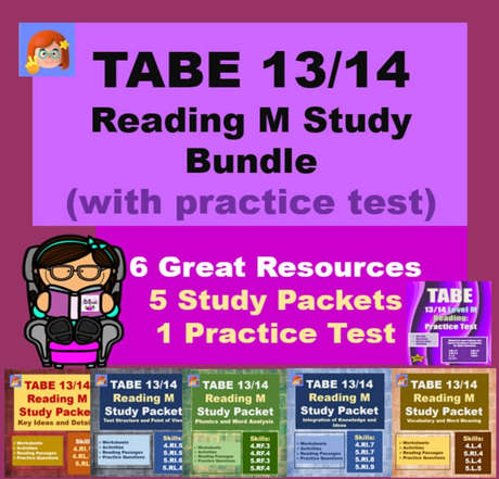 Cover for TABE 13/14 Reading M Study Bundle (with practice test)