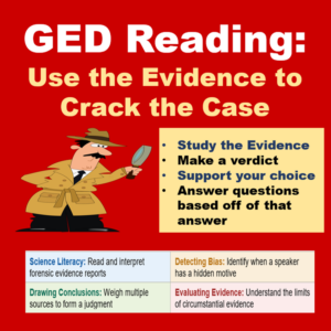 Cover for "GED Reading: Use the Evidence to Crack the Case #1"