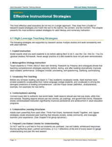 Sample page from the Adult Education Training Manual.