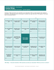 Sample page from the brain breaks resource.