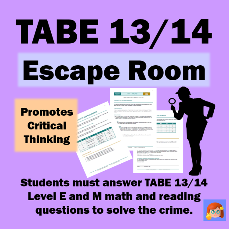 Cover for TABE 13/14 Escape Room Levels E and M Reading and Math
