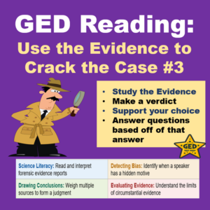 Cover for GED Reading: Use the Evidence to Crack the Case #3