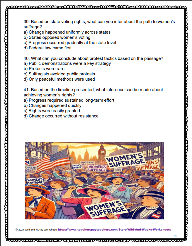Sample page from Inferences on the GED Social Studies Test