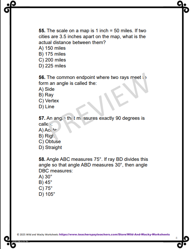Sample page from Level M Math Practice Tests: Set of 3