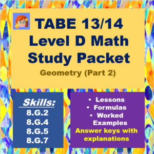 TABE 13/14 Level D Math Study Packet: Geometry Part 2 cover