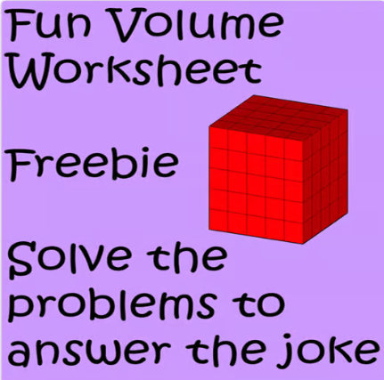 Cover for Fun Volume Worksheet Freebie
