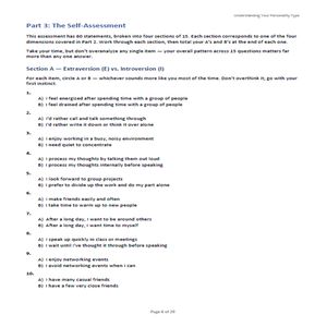 Sample page from Understanding Your Personality Type